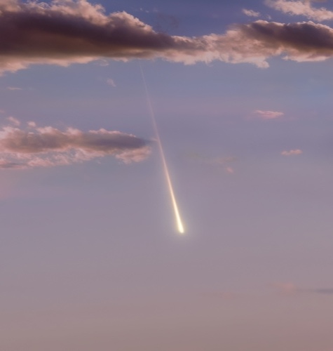 Fireball,In,The,Sky,At,Sunset.,Meteor,In,The,Light